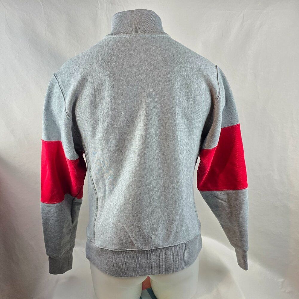Champion Reverse Weave Mens Small Gray Red Navy Pullover Quarter Zip Sweatshirt - Picture 7 of 9